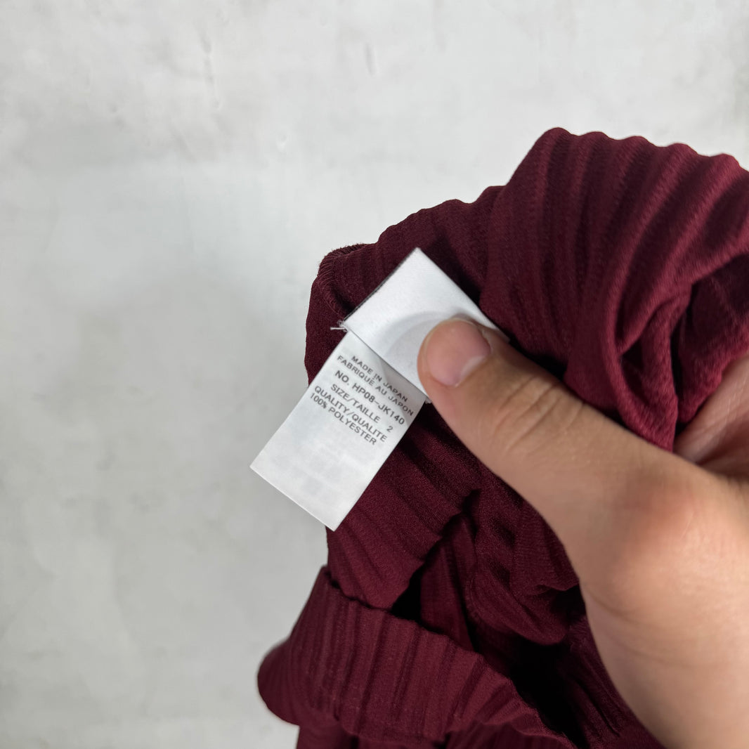Issey Miyake Maroon Pleates Sleeveless Shirt