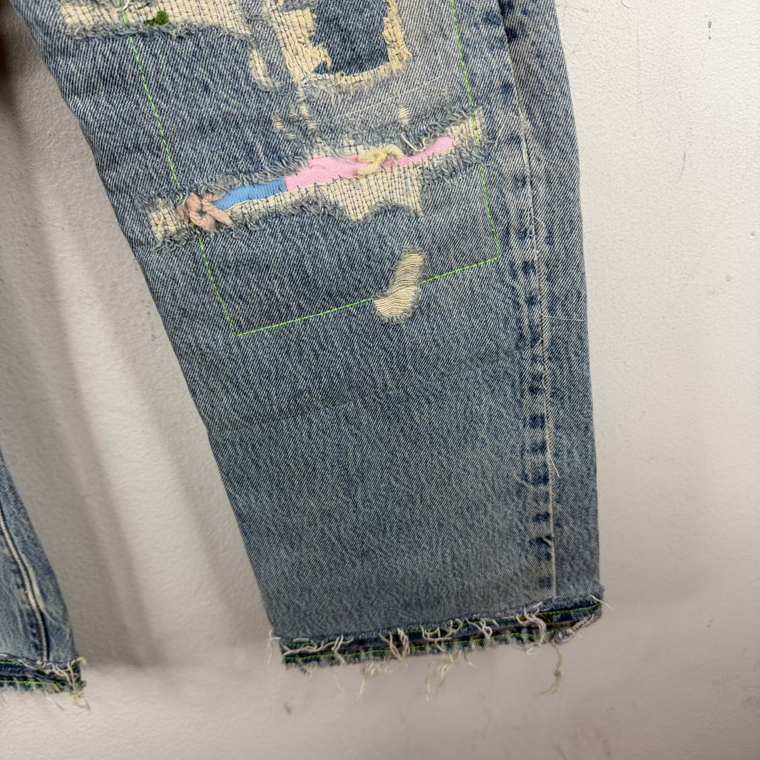 Better With Age Repaired Patched Jeans