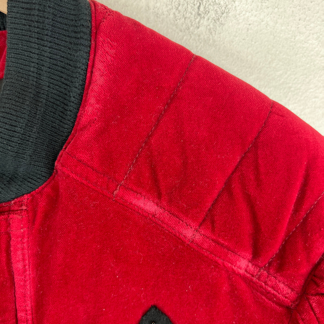 Balmain Red Velvet Crest Jacket