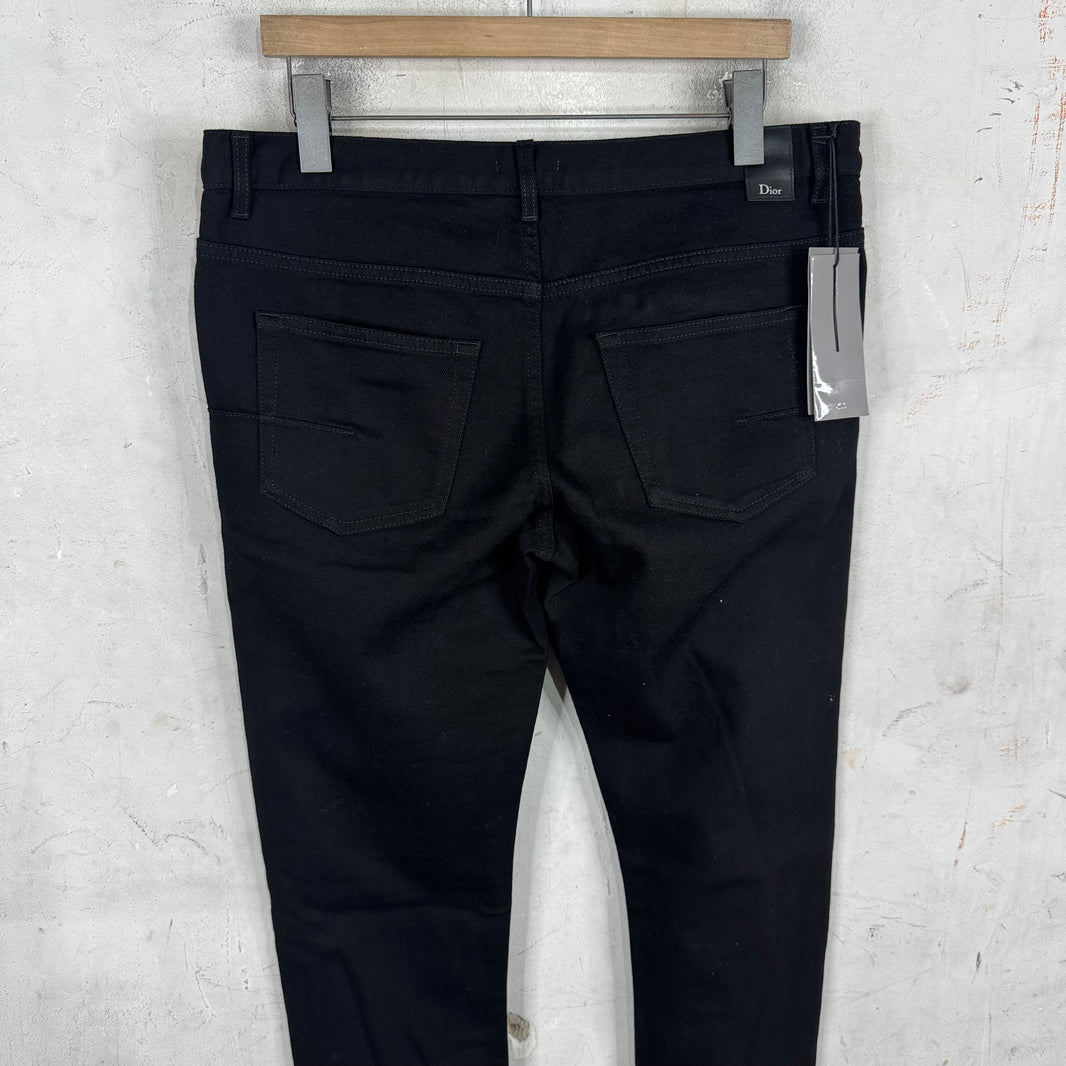 Dior Black Roses Patch Skinny Jeans