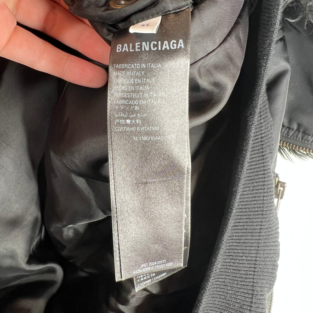 Balenciaga Faux Fur Hooded Bomber Jacket