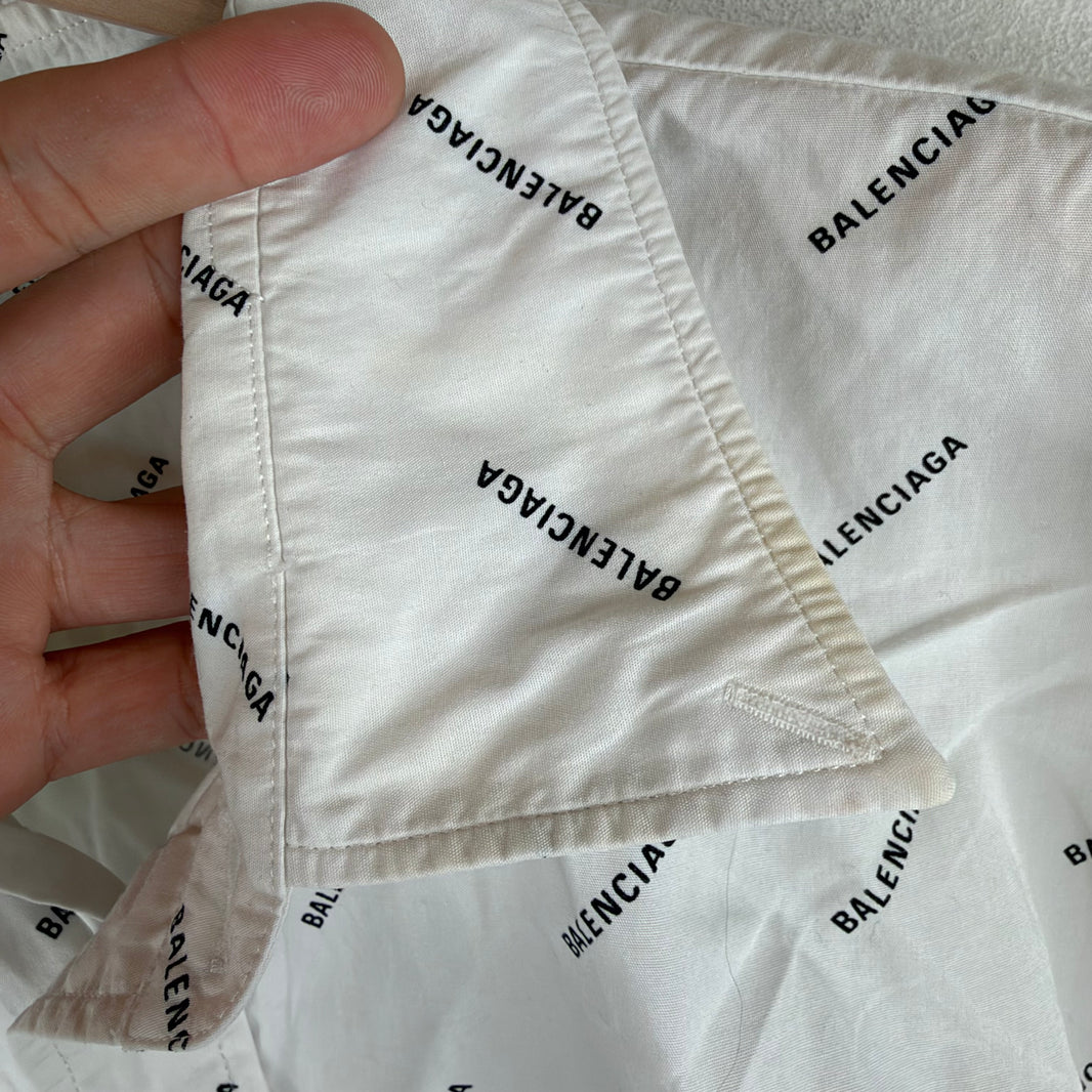 Balenciaga AOP Diagonal Logo Button Up S/S Shirt