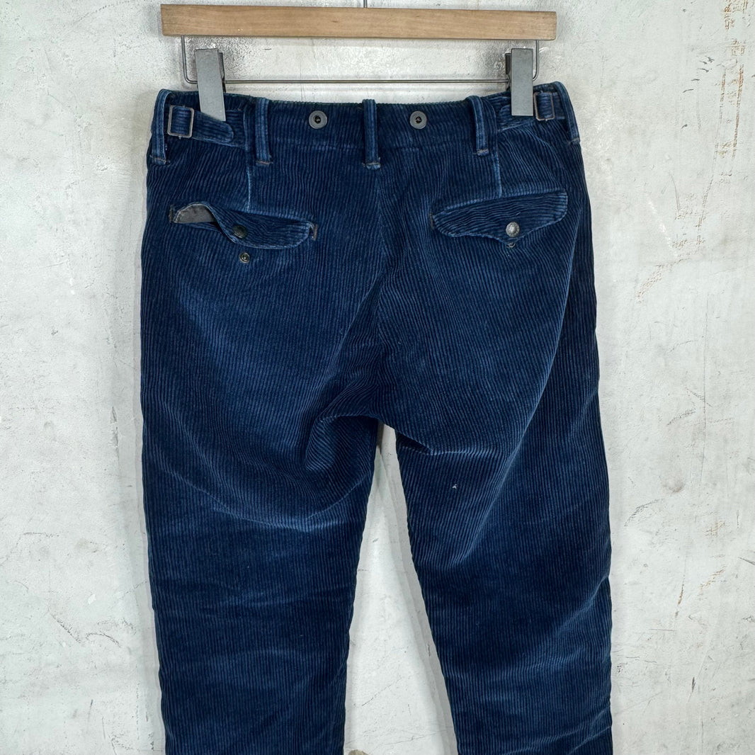 RRL Navy Corduroy Repaired Trousers