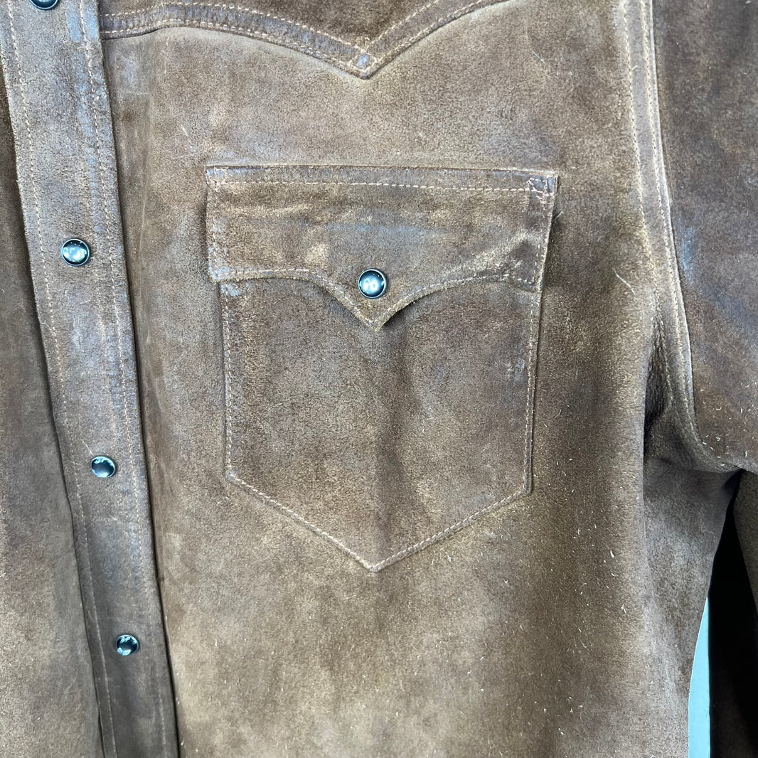 RRL Rough Out Suede Snap Button Overshirt