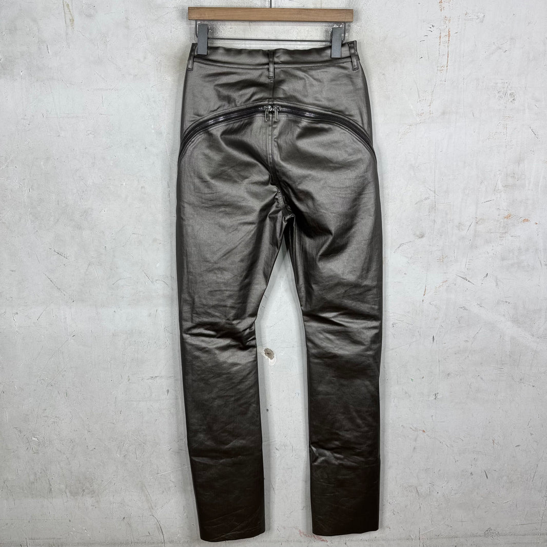 Rick Owens Lido Silver Coated Banana Bolan Jeans