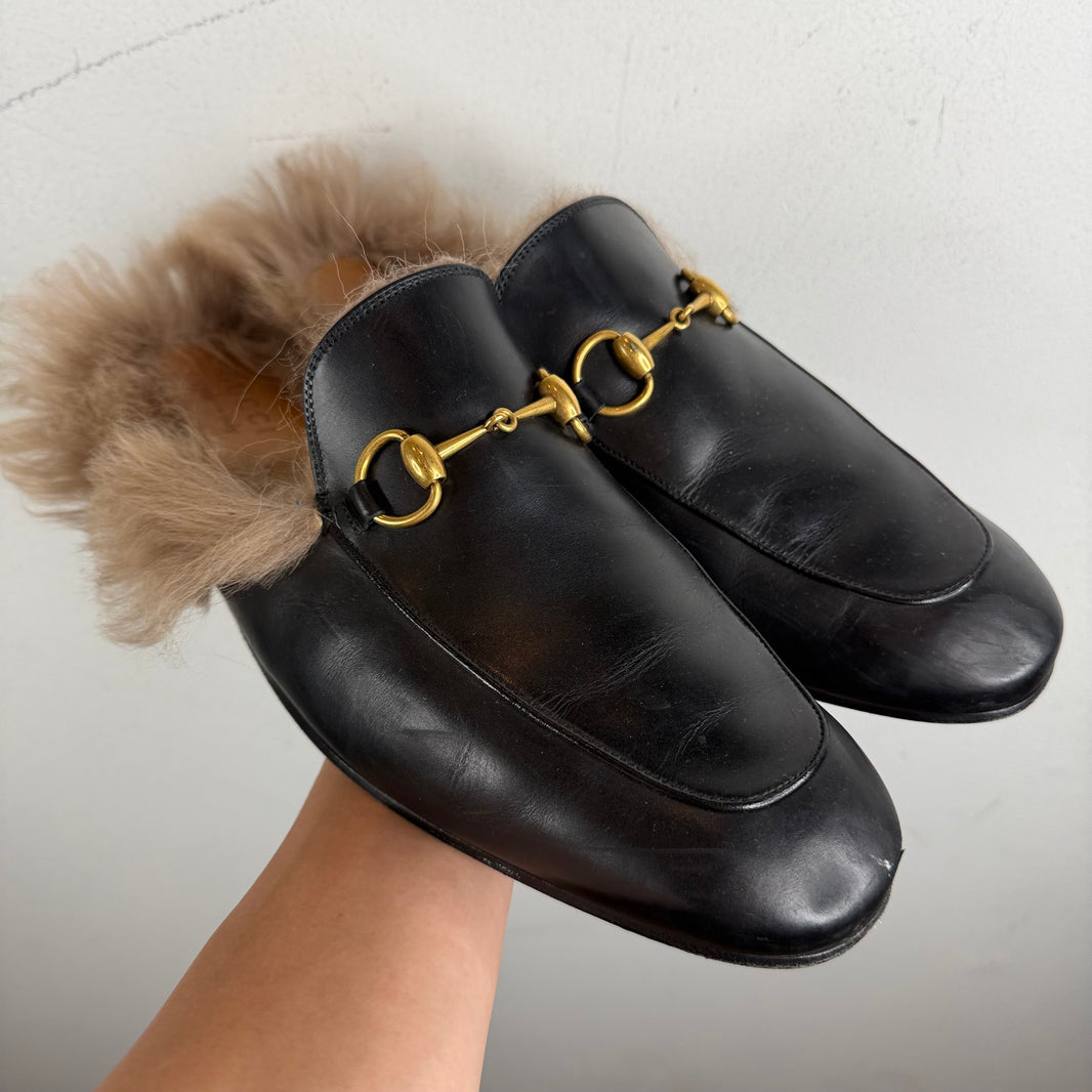 Gucci Fur Horsebit Mules