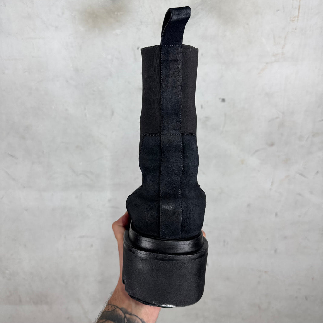 Rick Owens Black Suede Bogun Boots