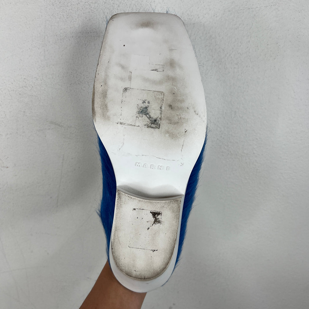 Marni Blue Calf Hair Loafers