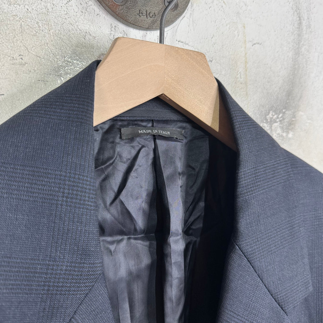 Prada Triangular Badge Navy Double Breasted Blazer