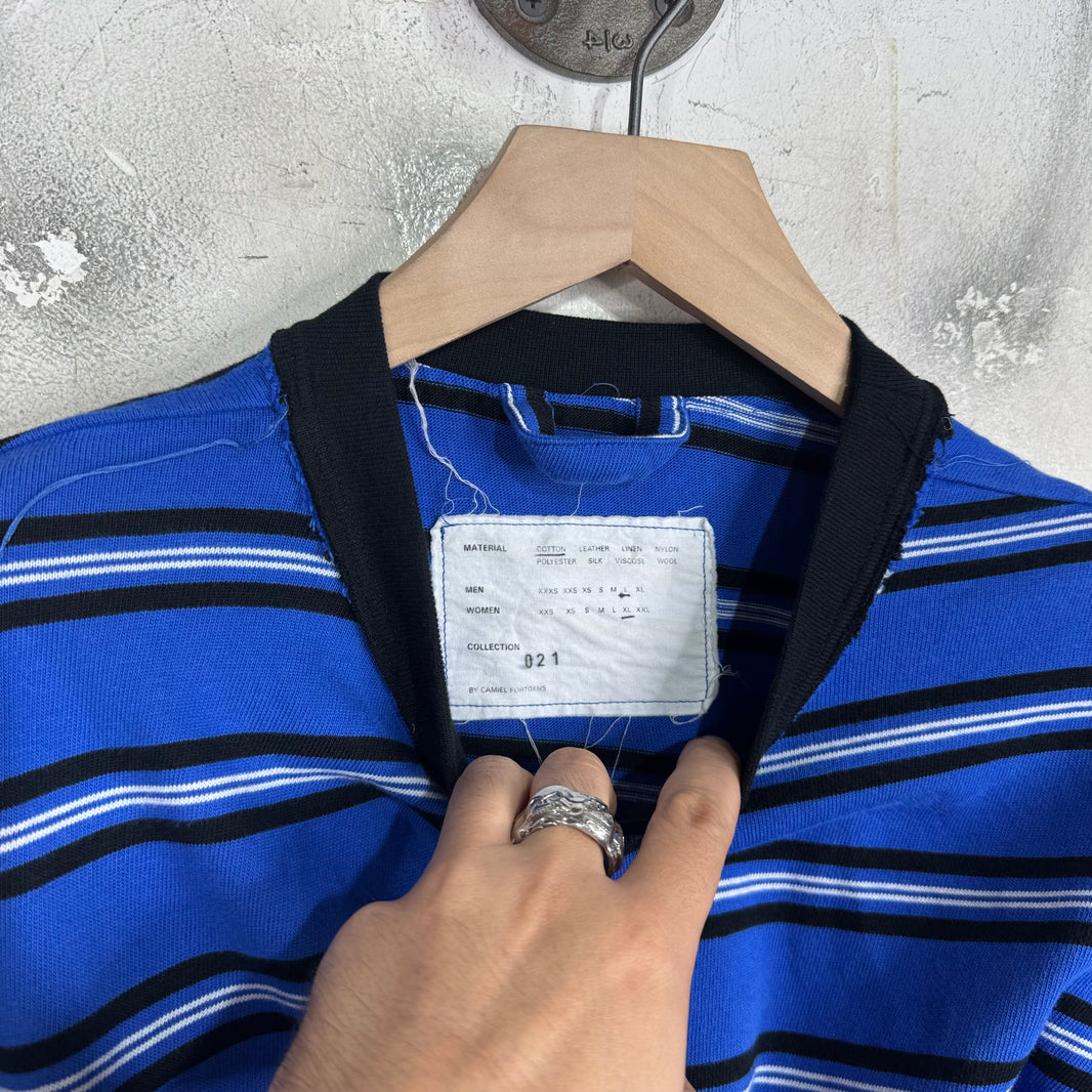 Sacai Blue Striped Asymmetrical T-Shirt