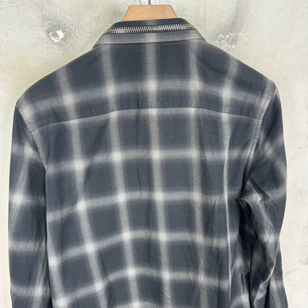 Givenchy Zippered Collar Shadow Plaid Shirt