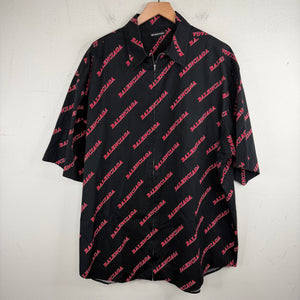 Balenciaga Diagonal Logo AOP Zip Work Shirt