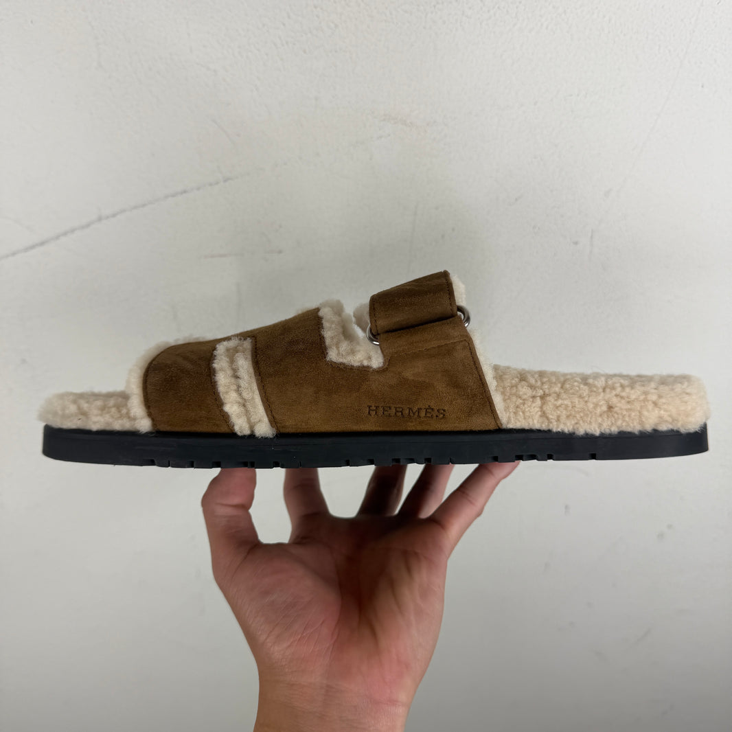 Hermes Shearling Chypre Slides