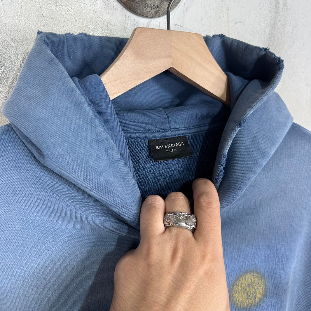 Balenciaga Blue Faded Paris Moon Hoodie