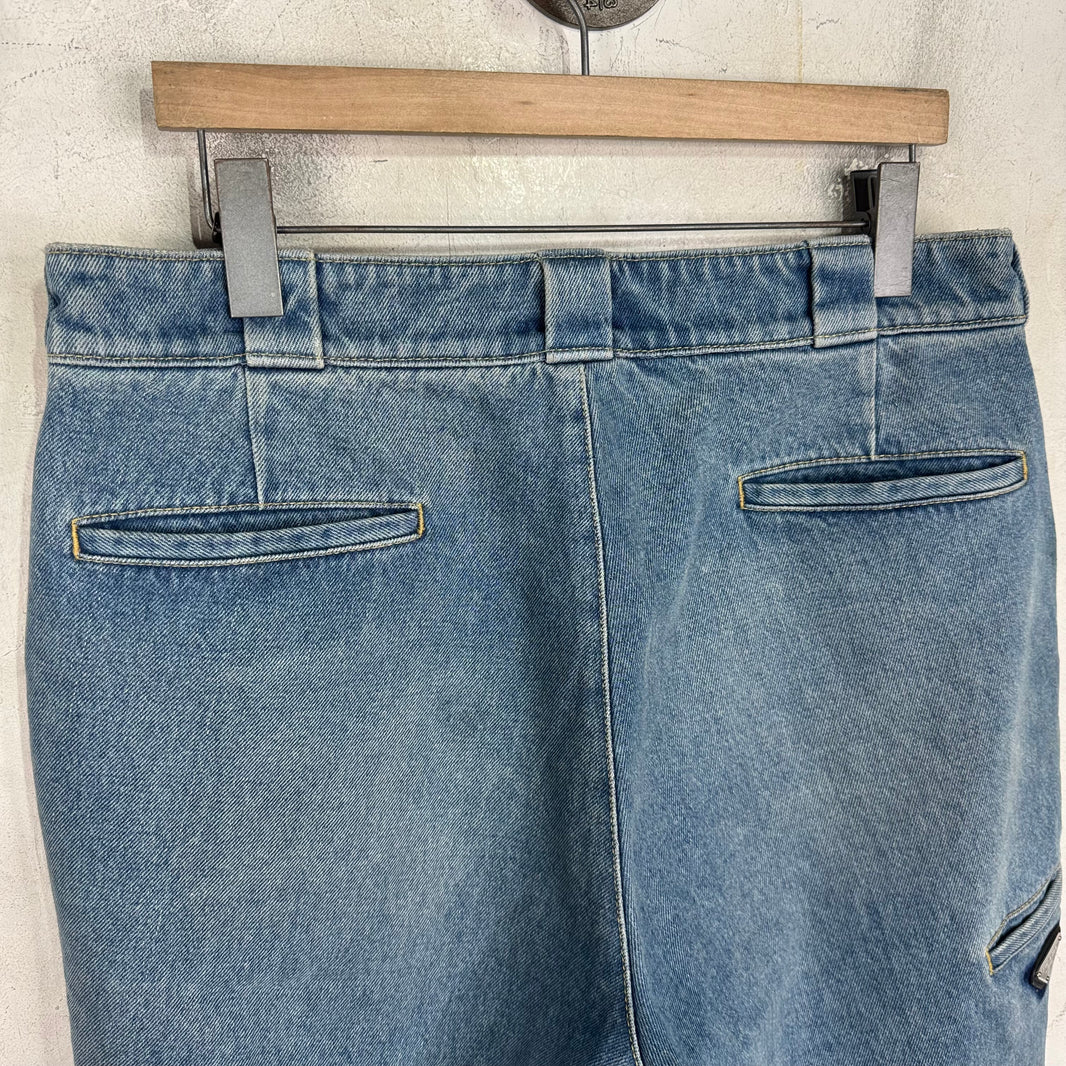 Prada Medium Wash Plaqued Denim Shorts