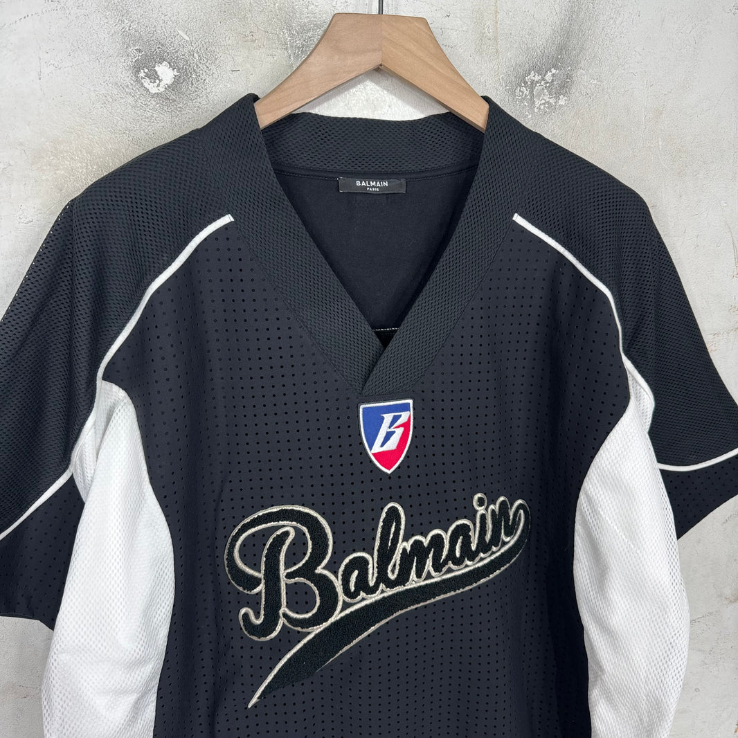 Balmain Chenille Logo Mesh Jersey