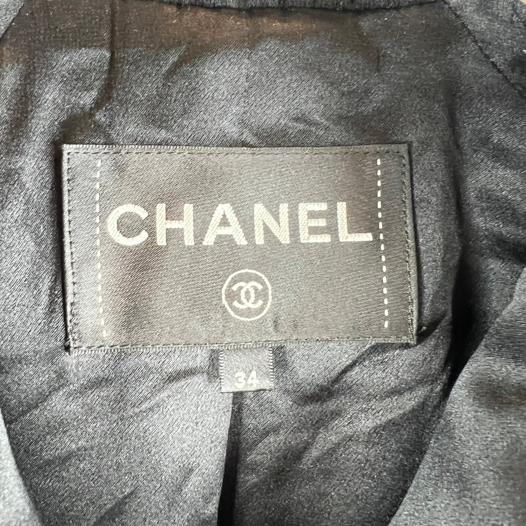 Chanel 22A Tweed Embellished Zip Up Jacket