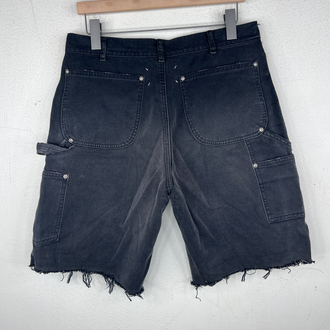 Margiela Black Double Knee Cut Distressed Shorts