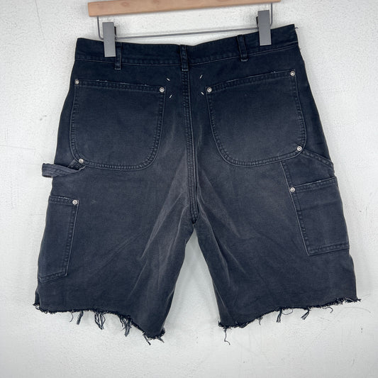 Margiela Black Double Knee Cut Distressed Shorts