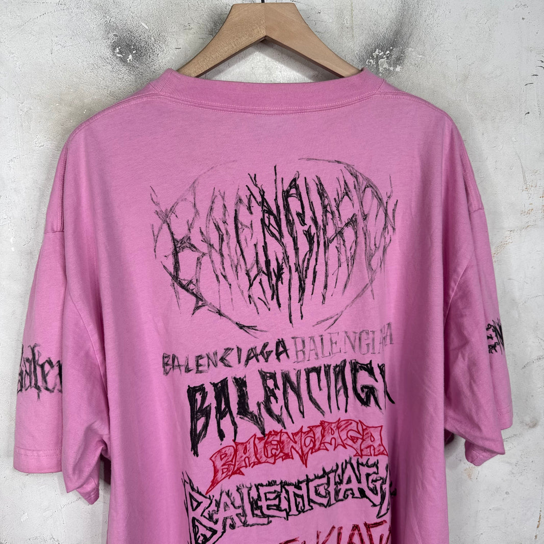 Balenciaga Multi Logo Stencil T-Shirt