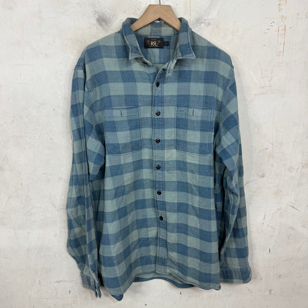 RRL Light Blue Plaid Flannel