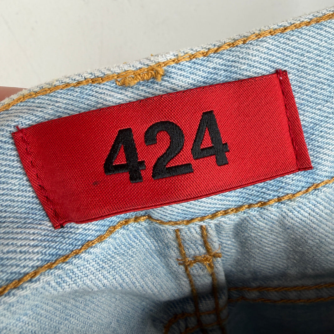 424 Cinched Knee Slim Straight Jeans