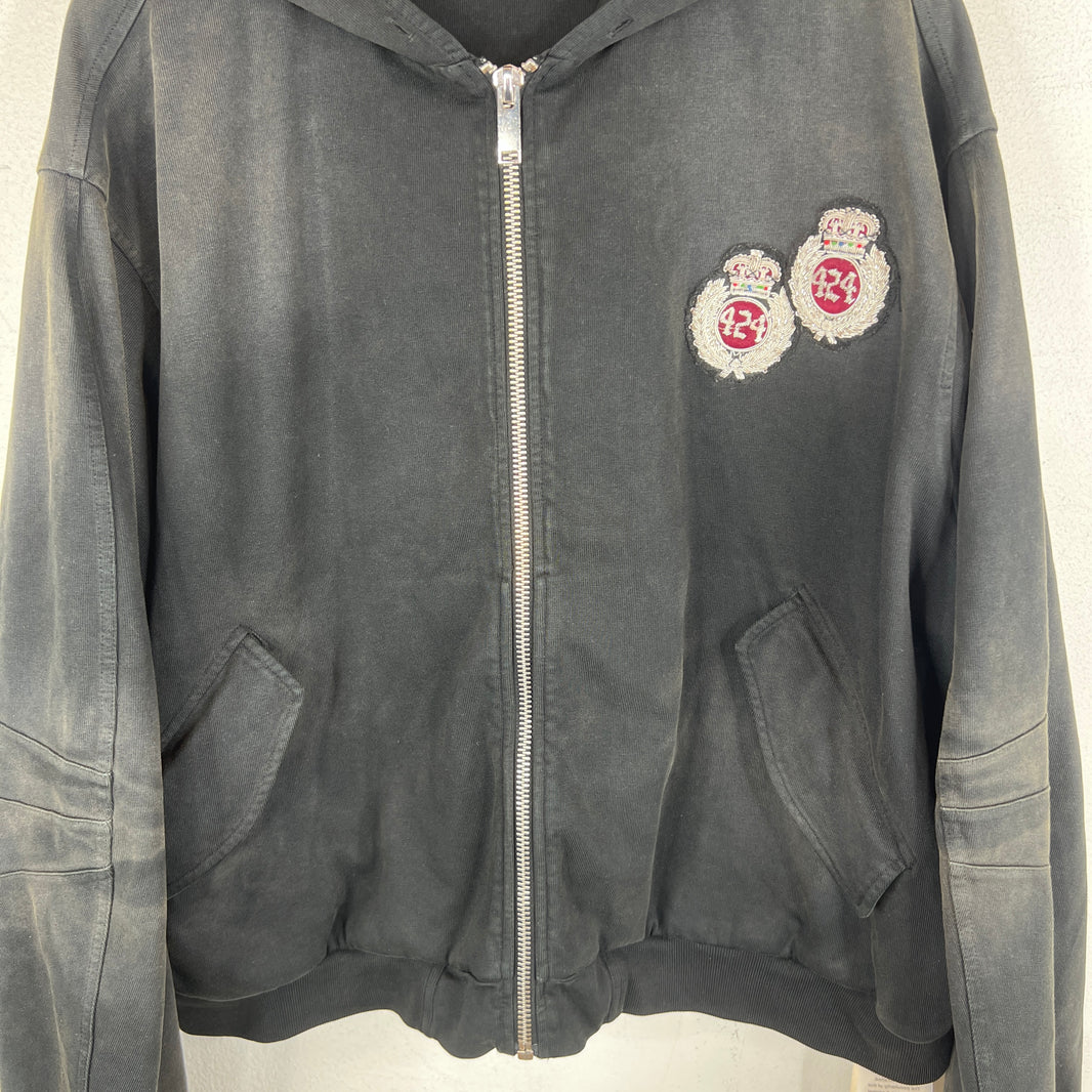 424 Black Double Crest Embellished Hoodie