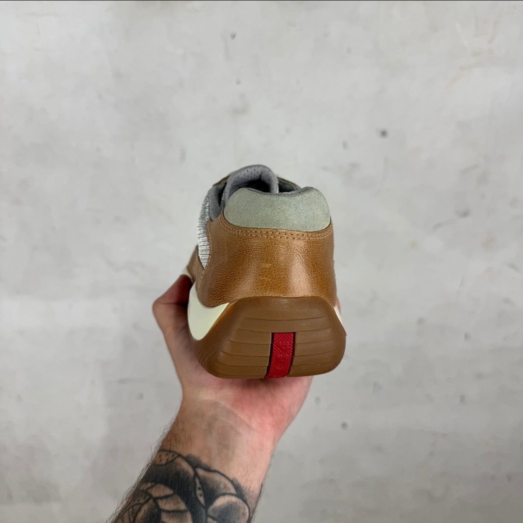 Prada Tan Leather/ Suede Exclusive Americas Cup