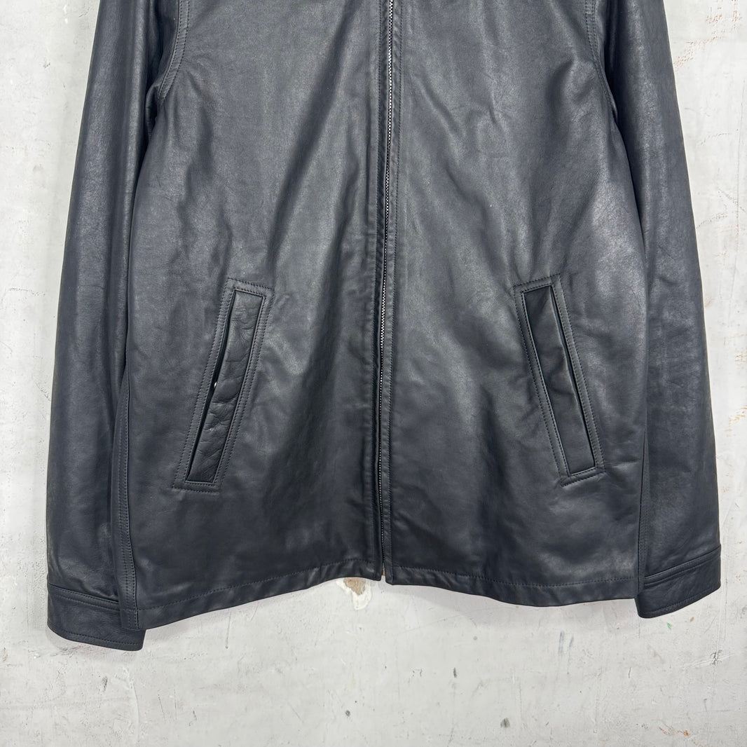 Rick Owens Leather Porterville Strapped Leather Zip Jacket