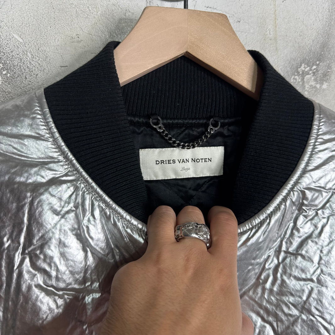 Dries Van Noten Silver PVC Backzip Bomber