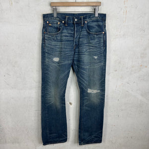 RRL Distressed Slim Bootcut Jeans