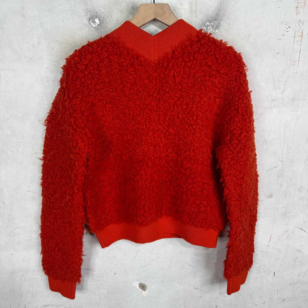 Bottega Veneta Red Fleece V-Neck Sweater