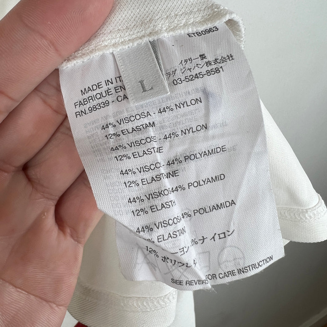 Prada White Zip Up Polo T-Shirt