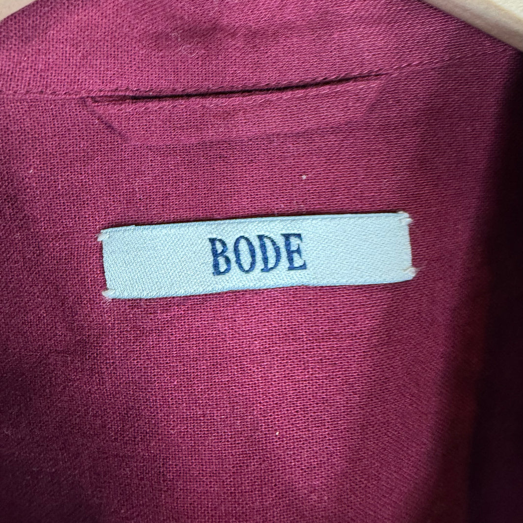 Bode Red Embroidered Flower S/S Shirt