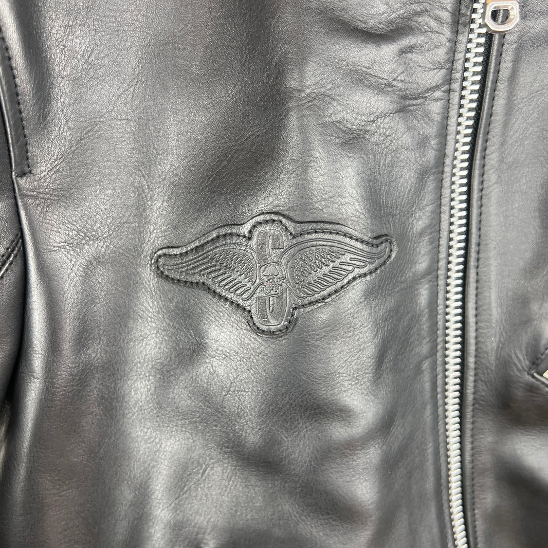 Stussy Leather S Wing Cropped Biker Jacket