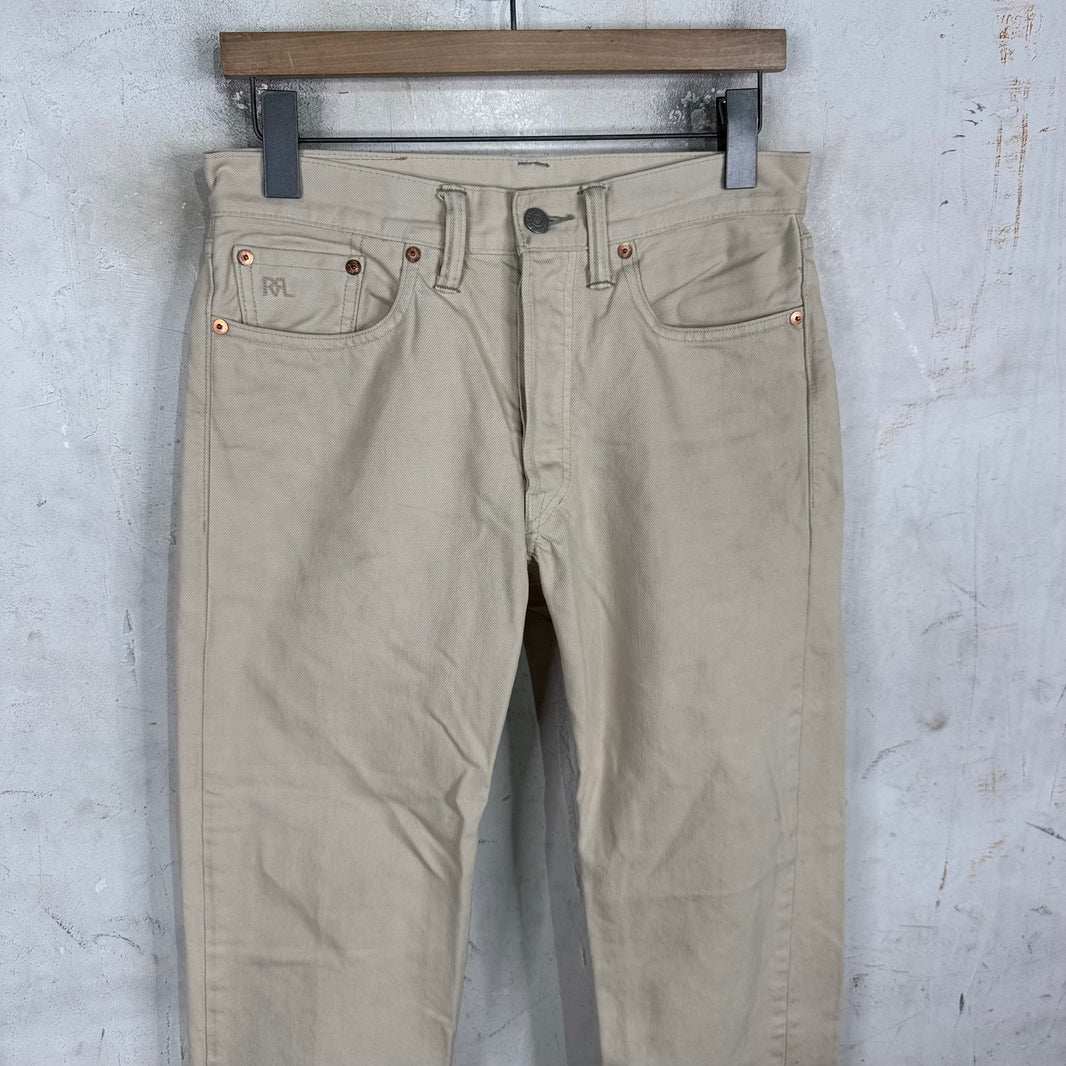 RRL Beige Straight Legged Jeans
