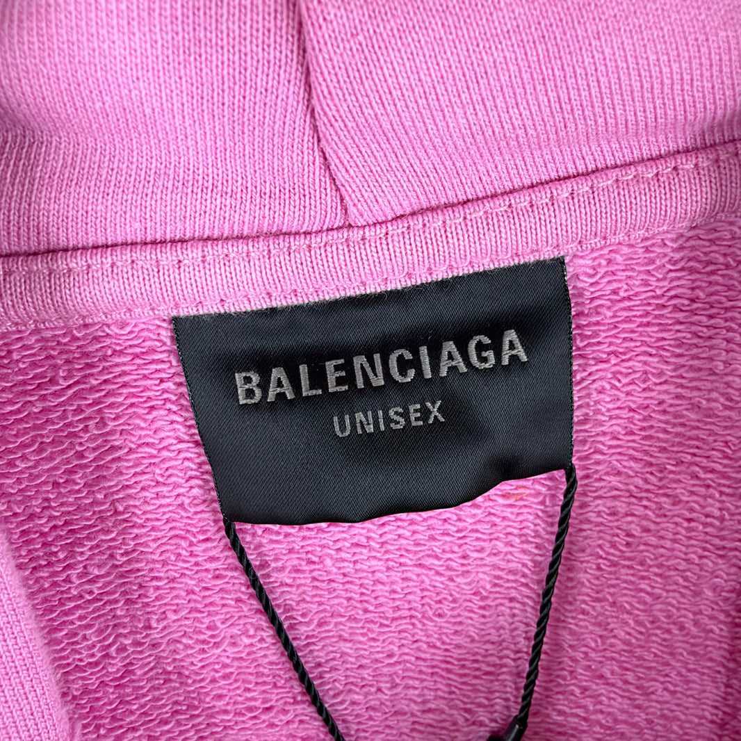 Balenciaga Pink Tonal Cracked Logo Hoodie