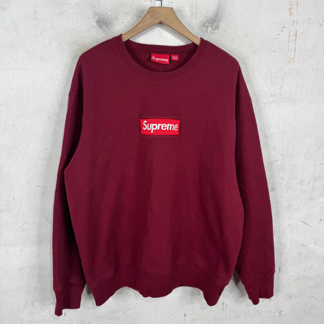 Supreme Maroon Box Logo Crewneck