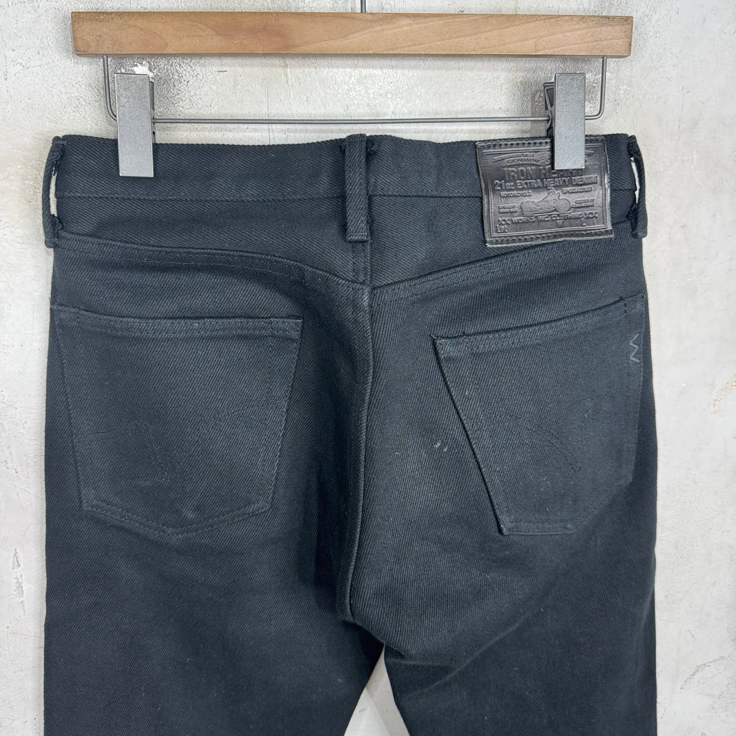Iron Heart Hemmed Black Jeans