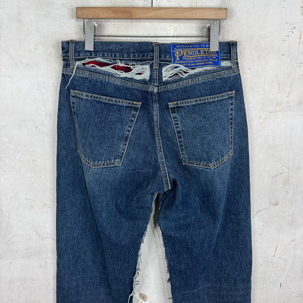 Margiela Pendleton Layered Distressed Jeans