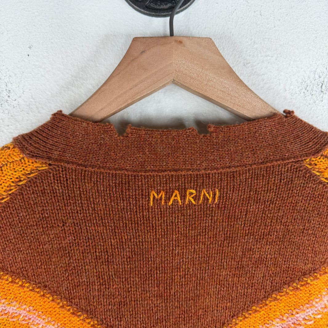 Marni Striped Distressed Knit Cardigan