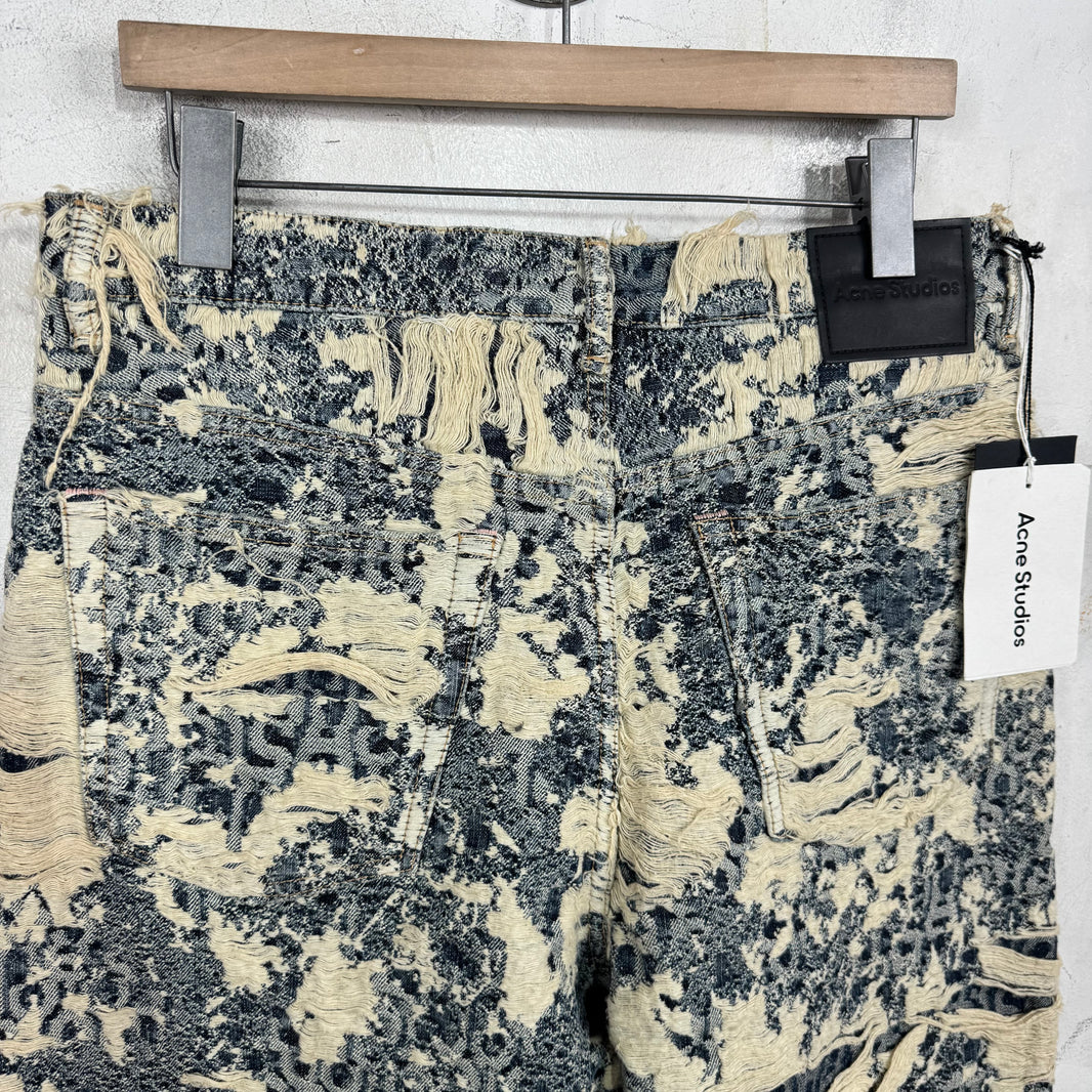 Acne Studios Distressed Monogram Denim Shorts