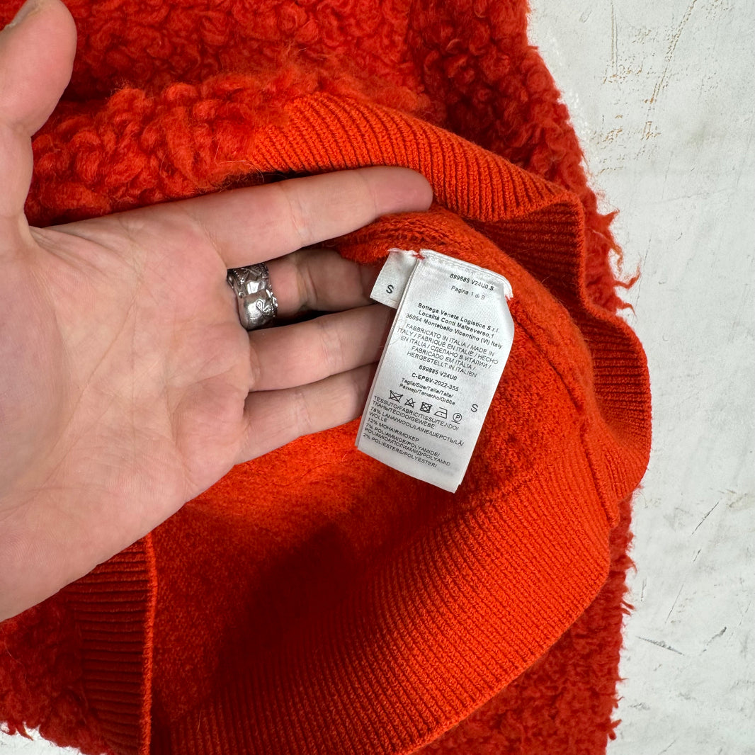Bottega Veneta Red Fleece V-Neck Sweater