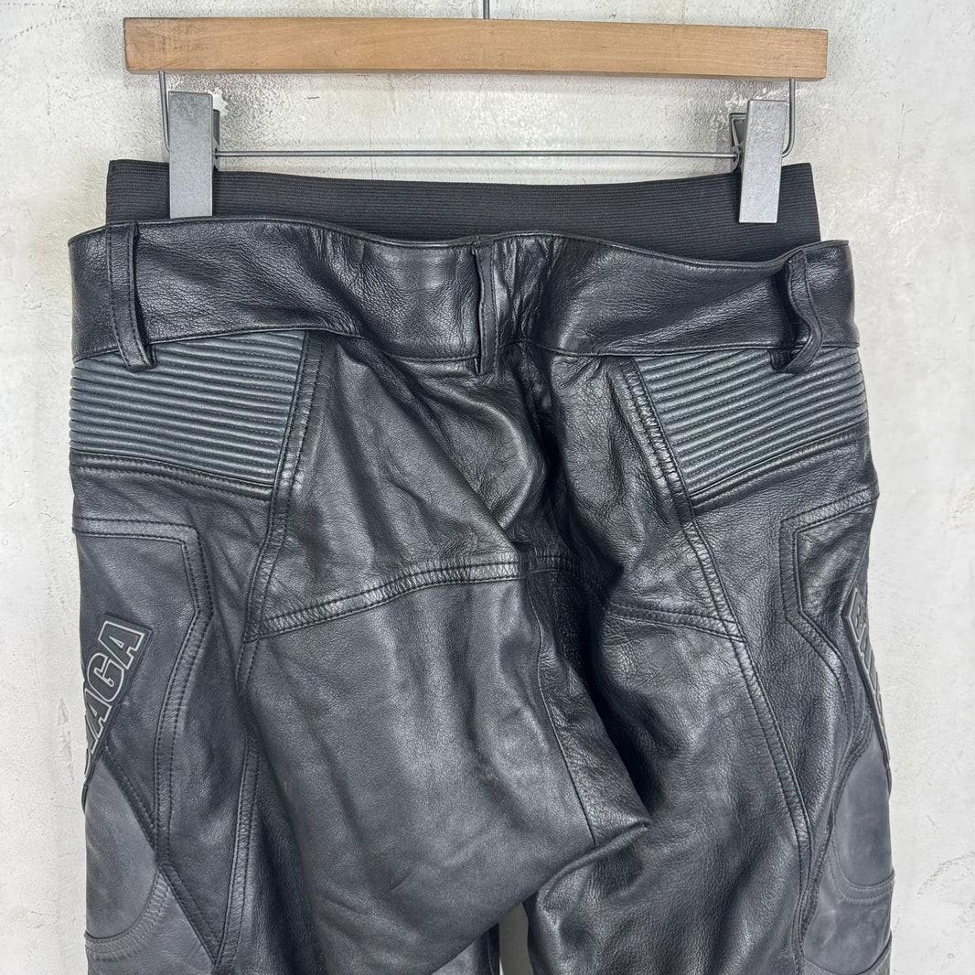 Balenciaga Leather Unity Paneled Racing Pants