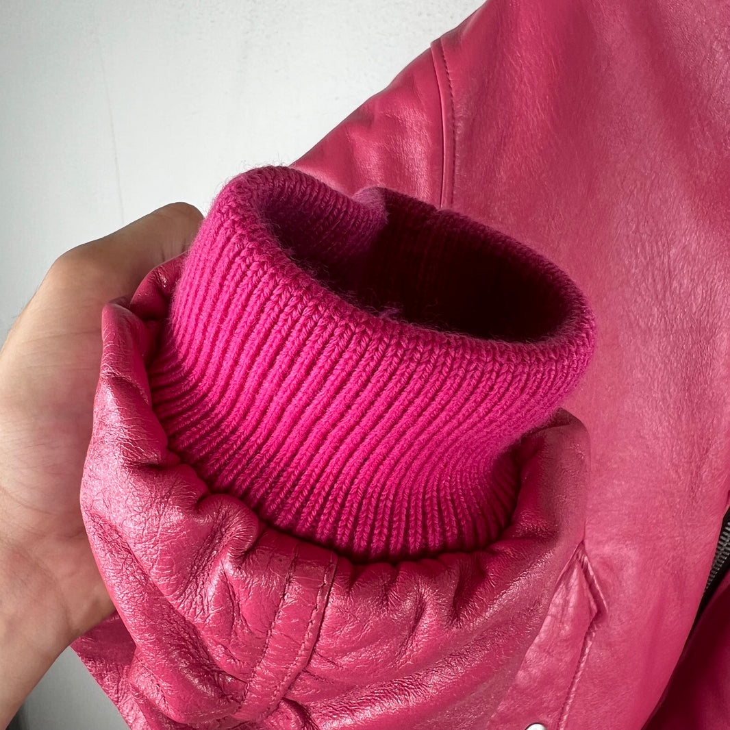Prada Pink Oversized Nappa Leather Bomber Jacket