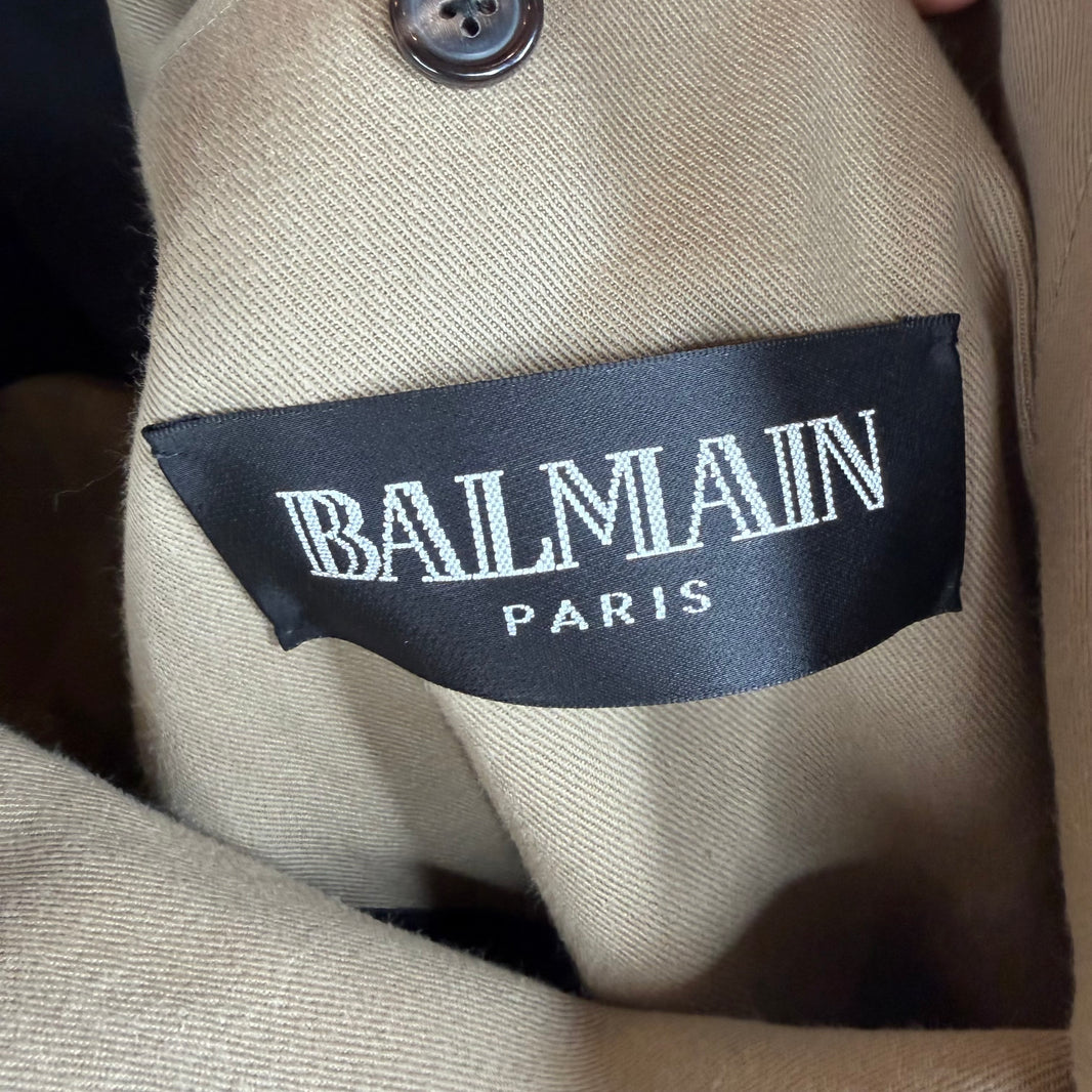 Balmain Belted Epaulet Beige Coat