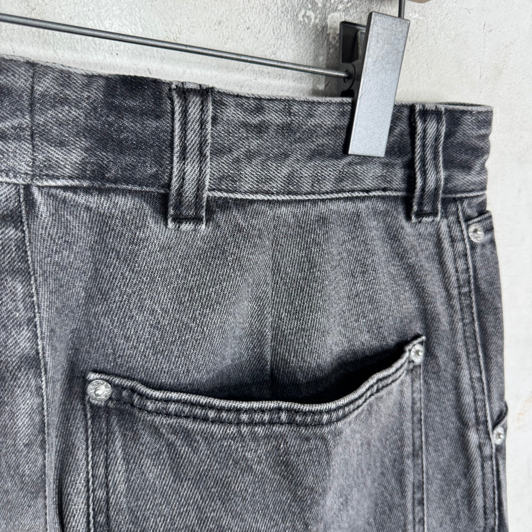 Prada Washed Charcoal Plaqued Carpenter Jeans