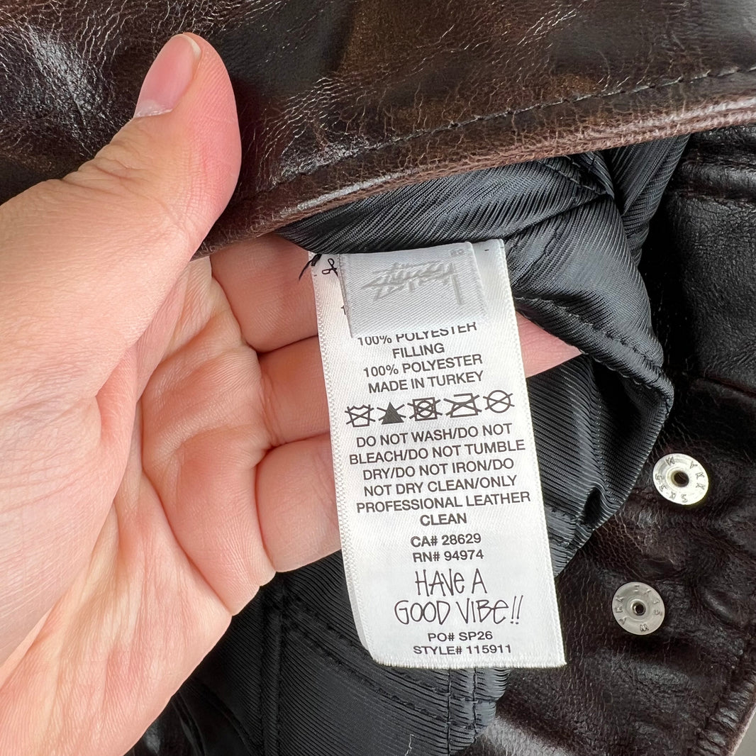 Stussy Brown Leather Garage Jacket