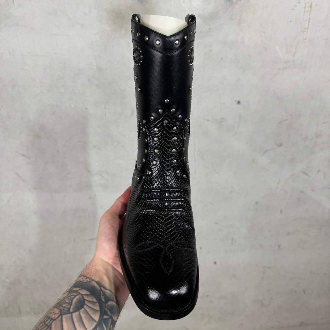 Gucci Double G Leather Studded Cowboy Boots