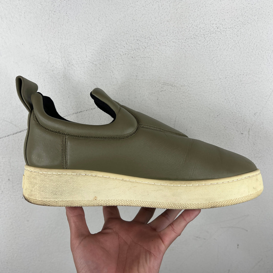 Celine Olive Leather Slip On Sneakers
